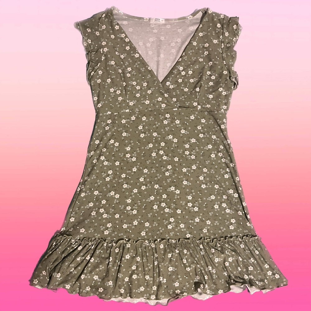 Ardene Green Floral Print Dress Never Worn Size Large